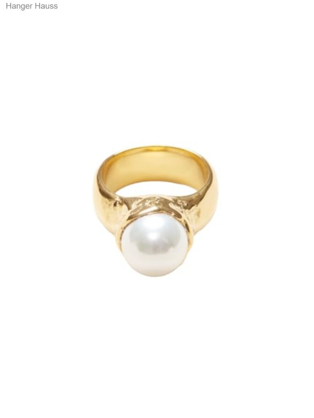 18K Gold Plated Vintage Pearl Signet Ring Stacking Ring Minimalist Women's